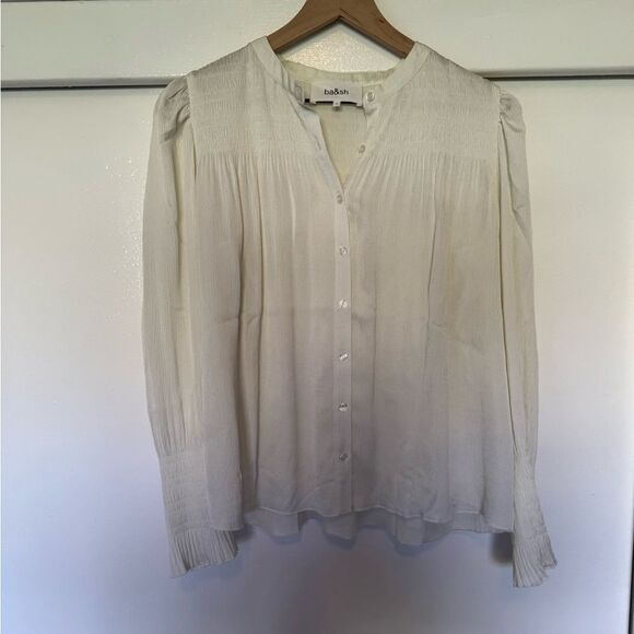 NWT ba&sh White Krizy Pleated Blouse Size 1/Small - Picture 4 of 9